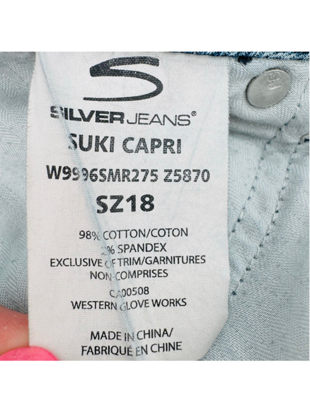Silver Jeans Blue Suki Capri Jeans Size 18 - Picture 5 of 9